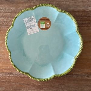 Scalloped flower blue and green melamine salad plates